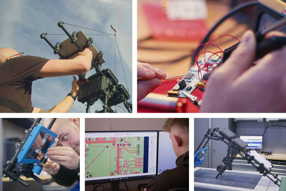 A montage of action shots of a spacecraft being built.