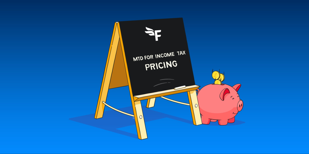 Illustration of a blackboard with the words 'MTD for Income Tax: teaming up with tech'
