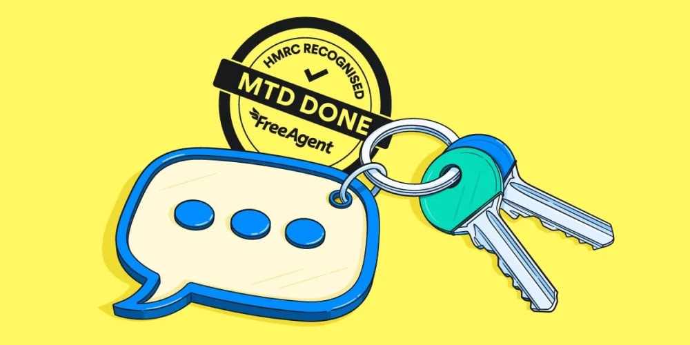 Set of keys with a dialogue bubble keyring