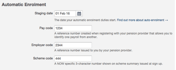 enter auto-enrolment details