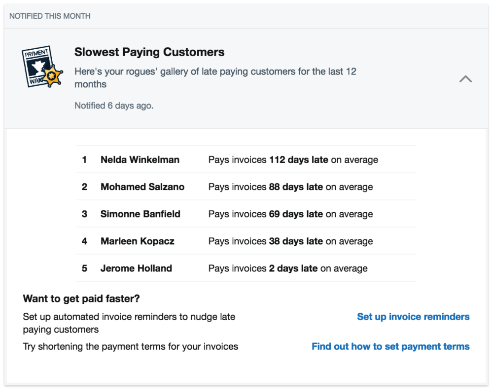 The late payment Insight in FreeAgent