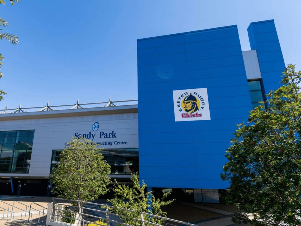Exterior photograph of Sandy Park 