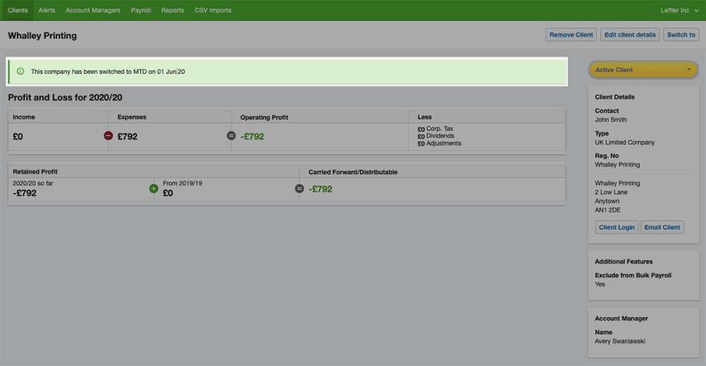 Screenshot of FreeAgent