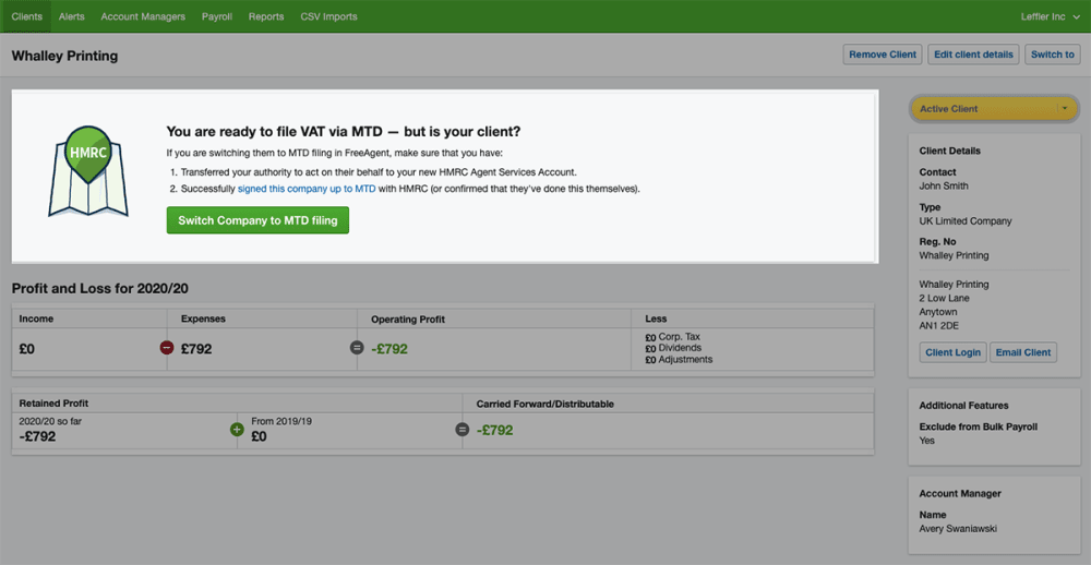 Screenshot of FreeAgent