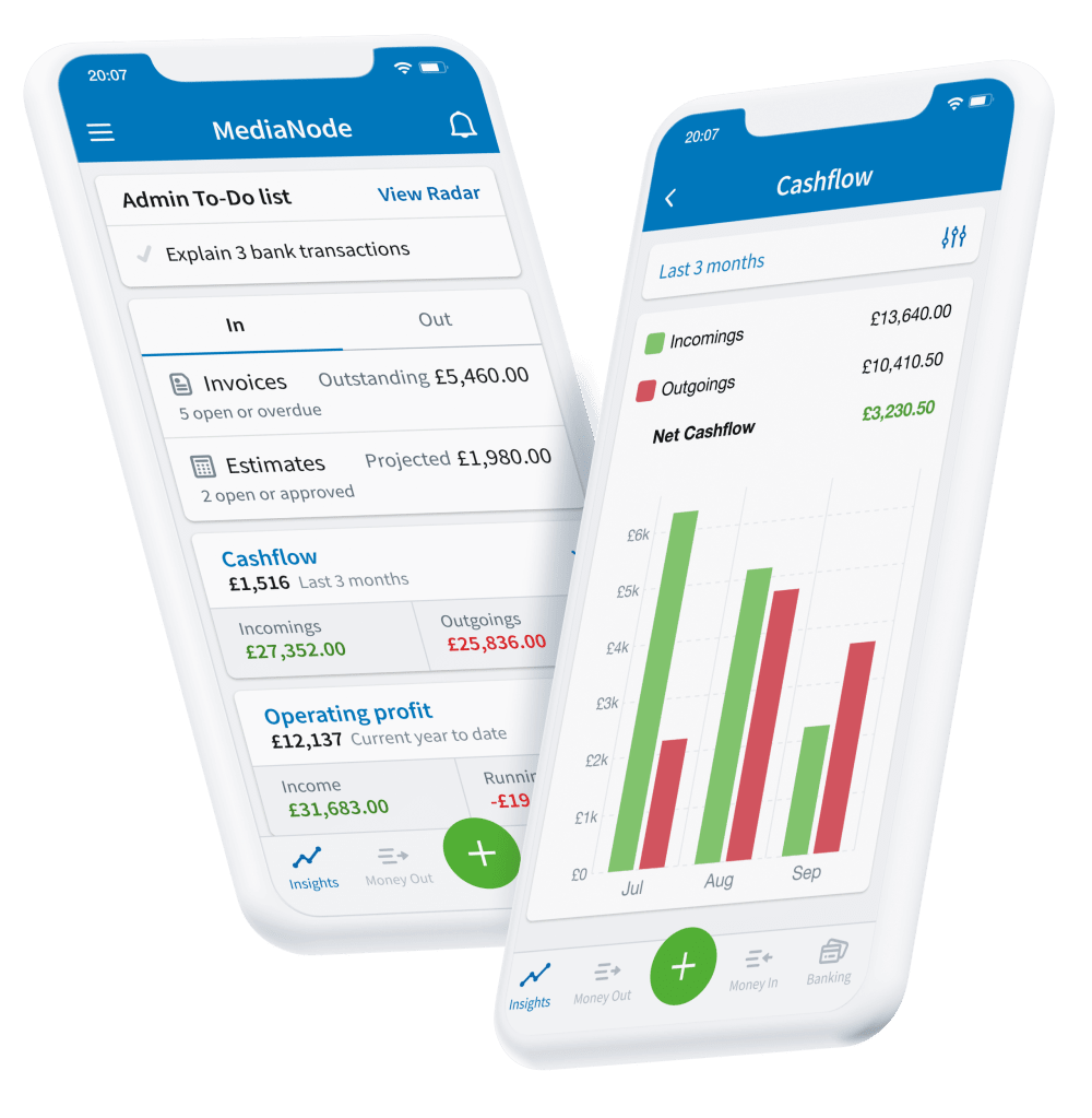 Two different views of the cashflow insights section from the mobile app
