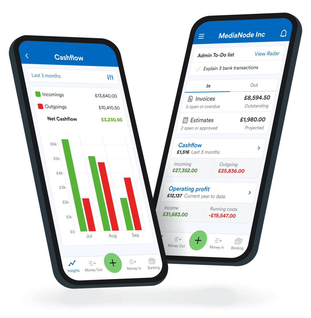 Two different views of the cashflow insights section from the mobile app