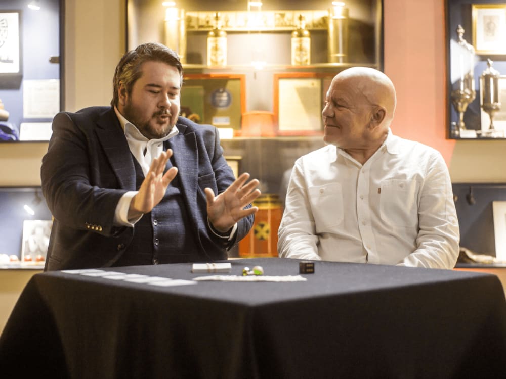 Dom Littlewood meets magician Chris Wall