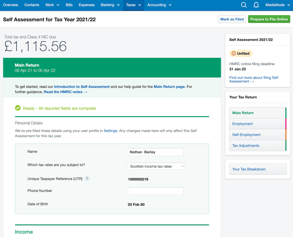 Calculating your business income for self assessment freeagent