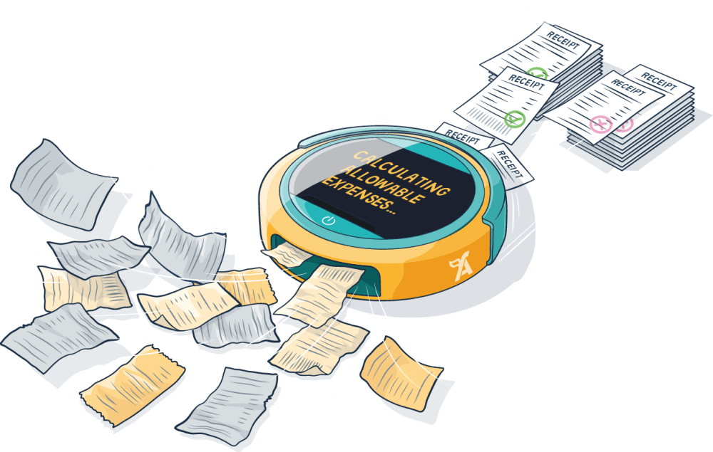 illustration of fictional machine calculating allowable expenses for landlords