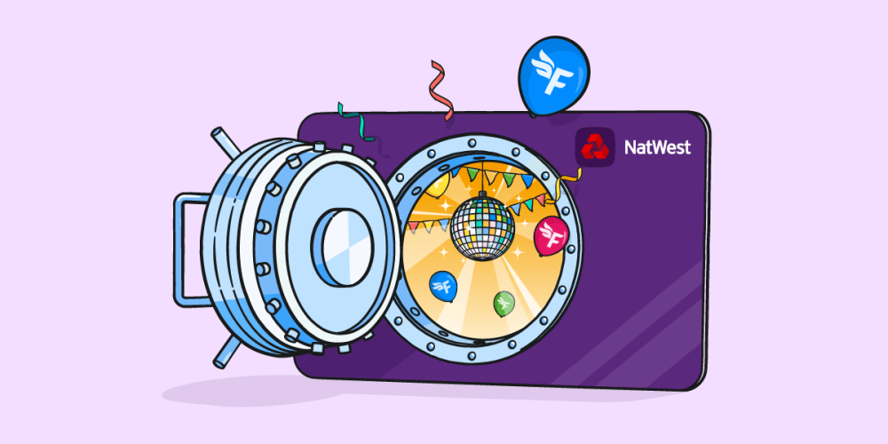 Natwest bank card with a vault door.