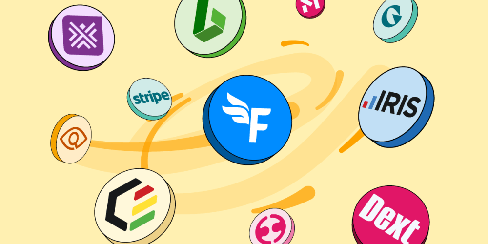 Integration partner logos spinning round the FreeAgent logo.