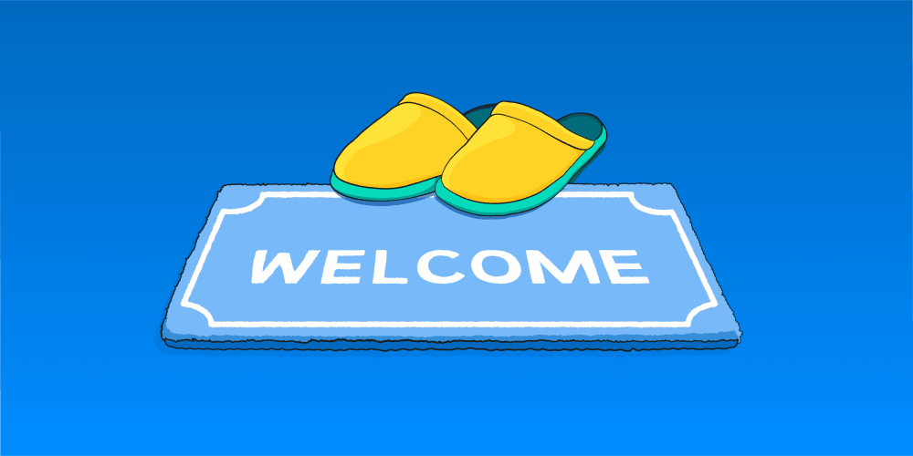Shoes on a welcome mat