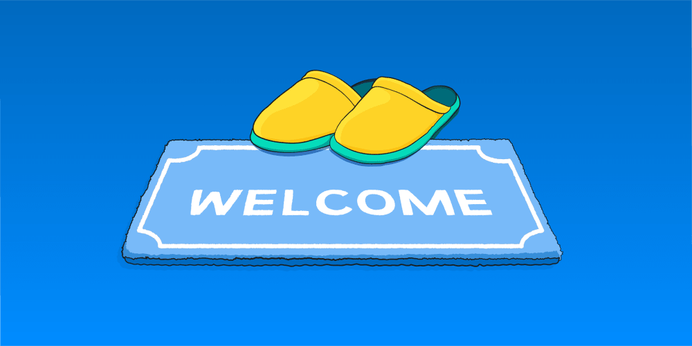 welcome mat with slippers