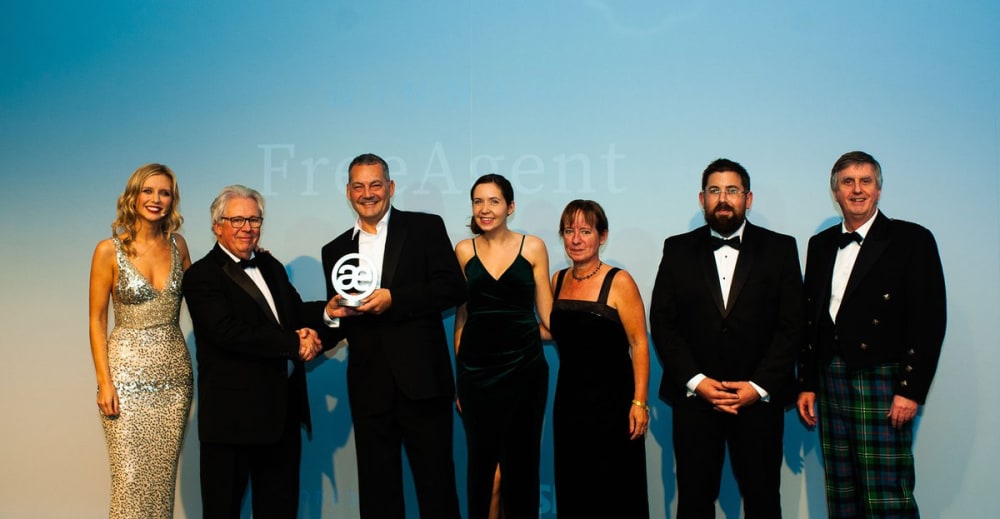 The FreeAgent team accepting their award