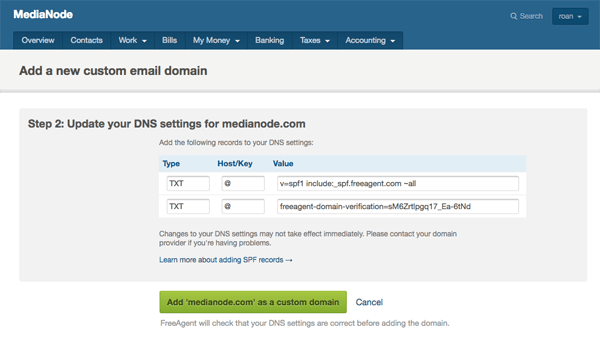 Add custom email domain