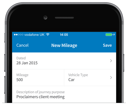 Logging a mileage claim in FreeAgent Mobile