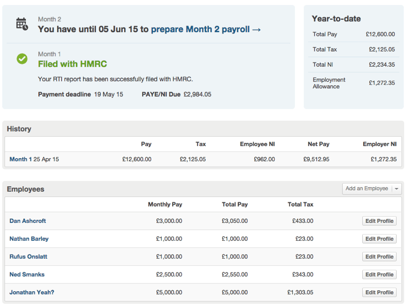 payroll dashboard