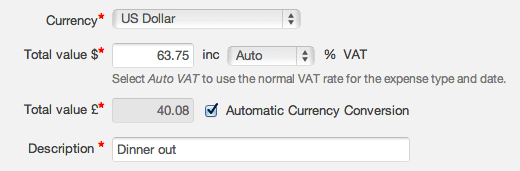 Multi-currency expense