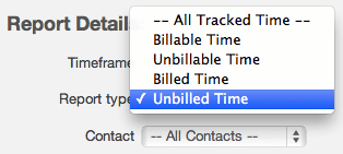 Unbilled time report