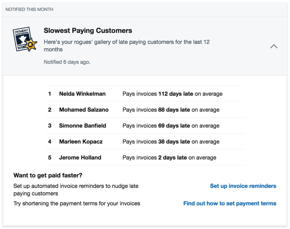 The late payment Insight in FreeAgent