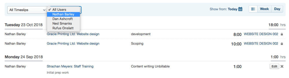 Timesheet improvements