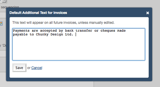Additional Text on Invoices
