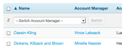 Allowing the switching of Account Managers within tables