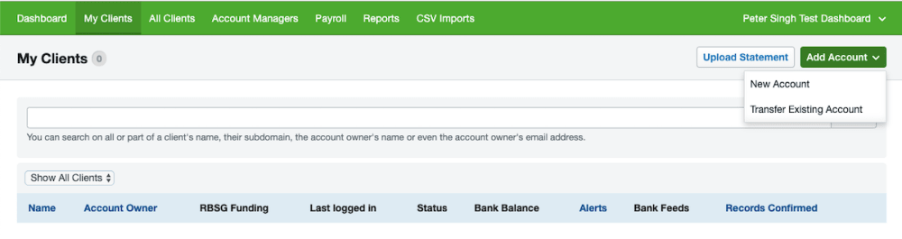 Transfer account screenshot