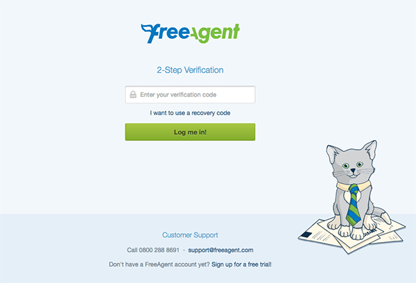 Authentication code login page