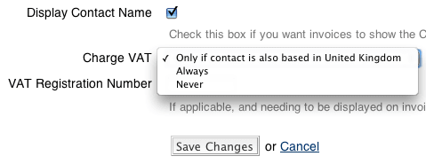 Change VAT Settings