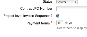 Porject level invoice numbering