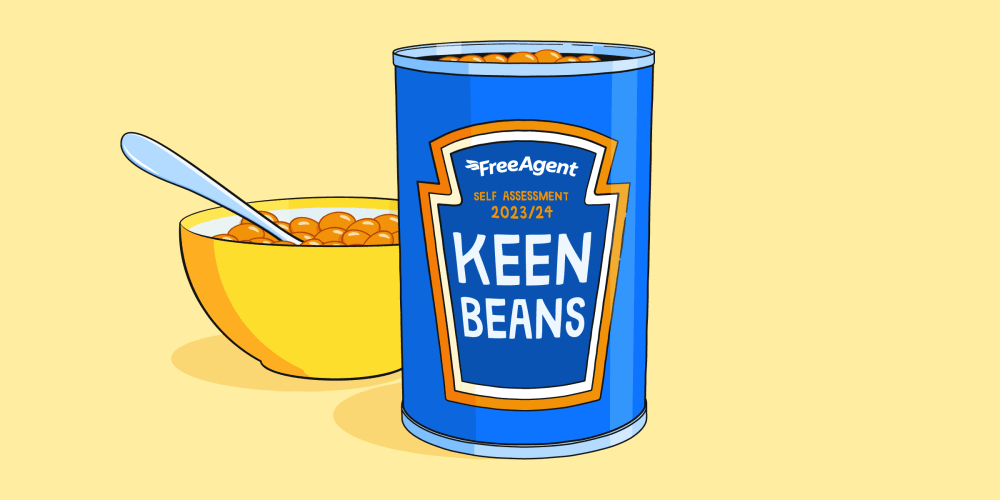 Can of beans with the label 'Keen Beans' and a bowl of beans