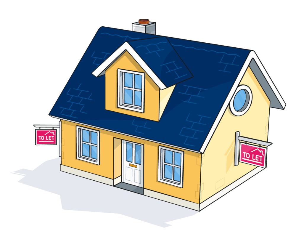 A home with ‘to let’ signs outside.