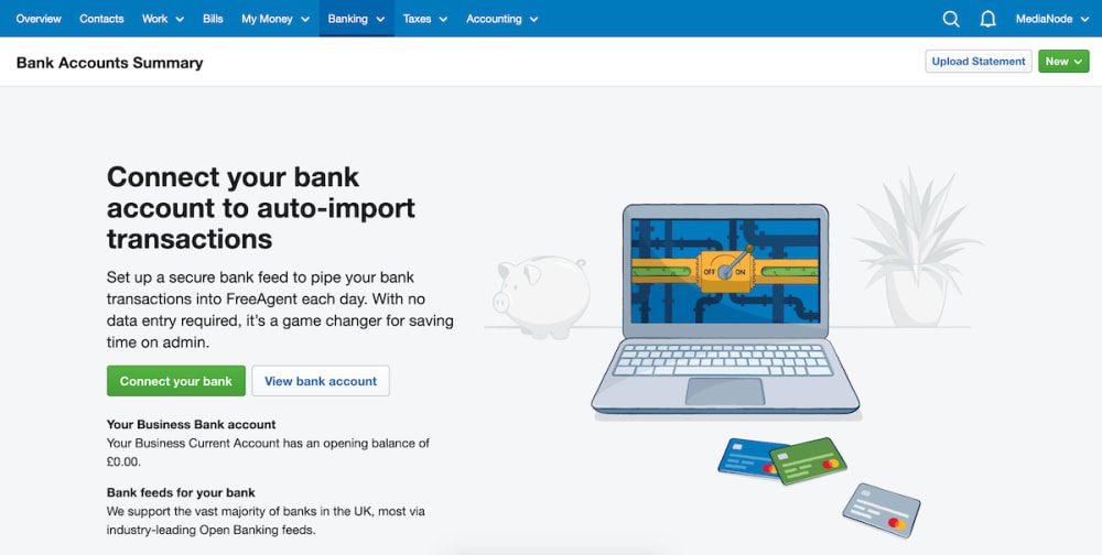 Banking overview in FreeAgent