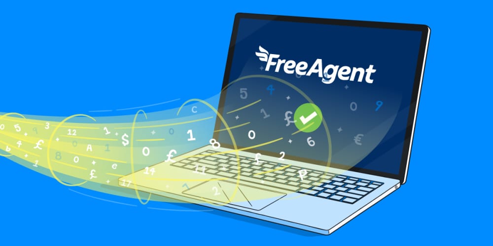 Data flowing into a laptop screen.