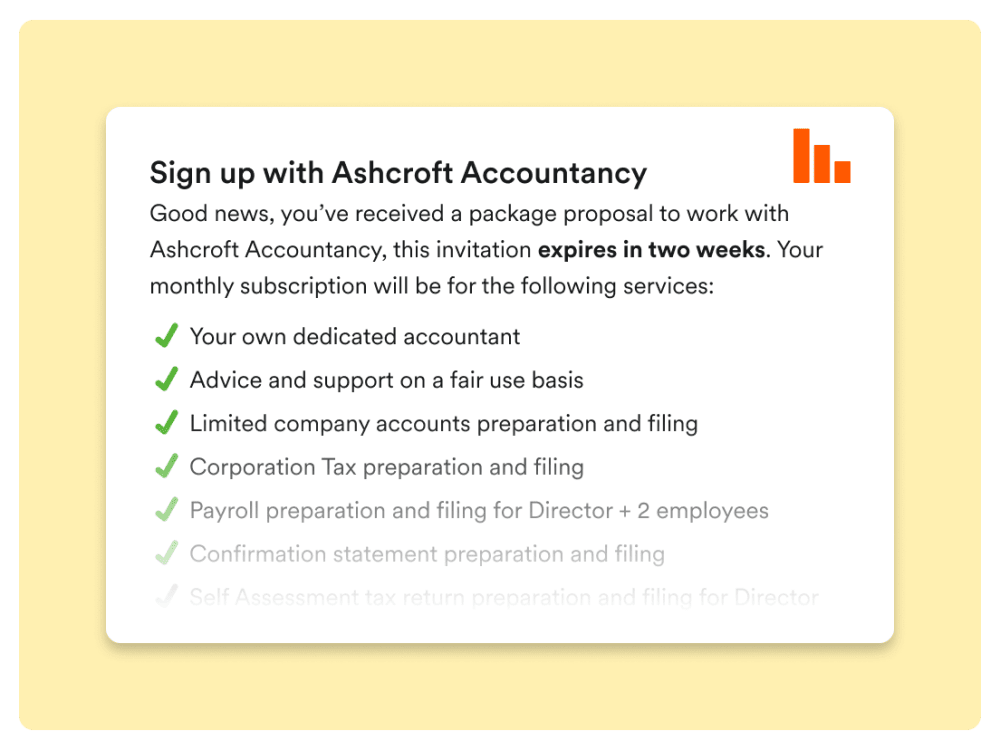 Image of an example of a package you and your accountant can agree on