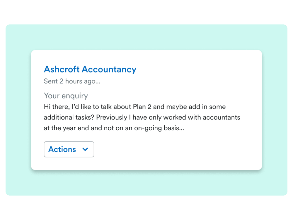 Image of an enquiry that you can send off to the relevant accountant 