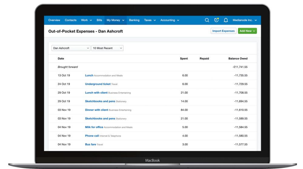 FreeAgent Expenses on the desktop app