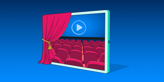 An iPad showing a movie beginning.